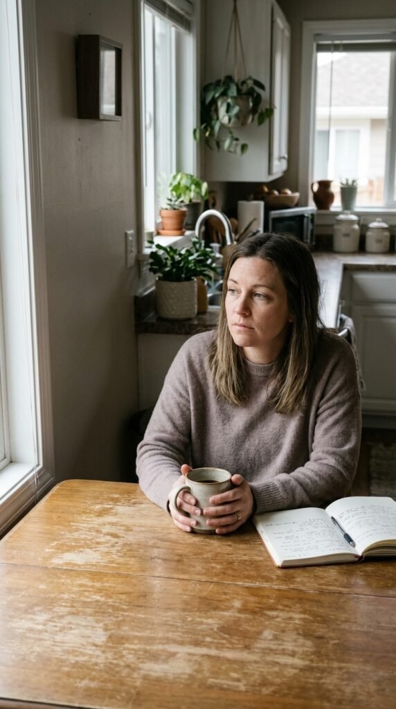 Visual representation of five signs of mom burnout and morning exhaustion in overwhelmed mothers